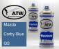 Preview: Mazda, Corby Blue, GS: 400ml Sprühdose + 400ml Klarlack - Set, von ATW Autoteile West.